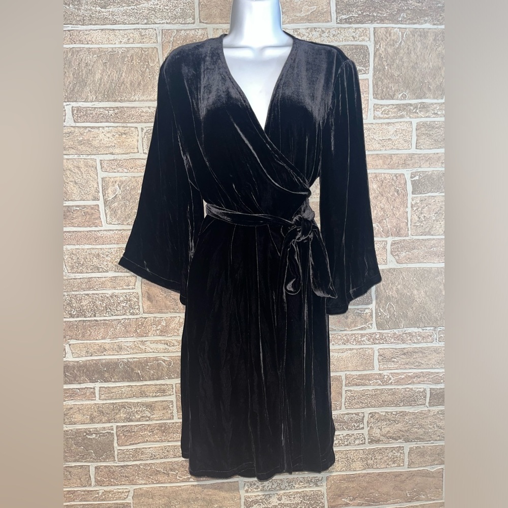 - Eileen Fisher Black Velvet Wrap dress size small
